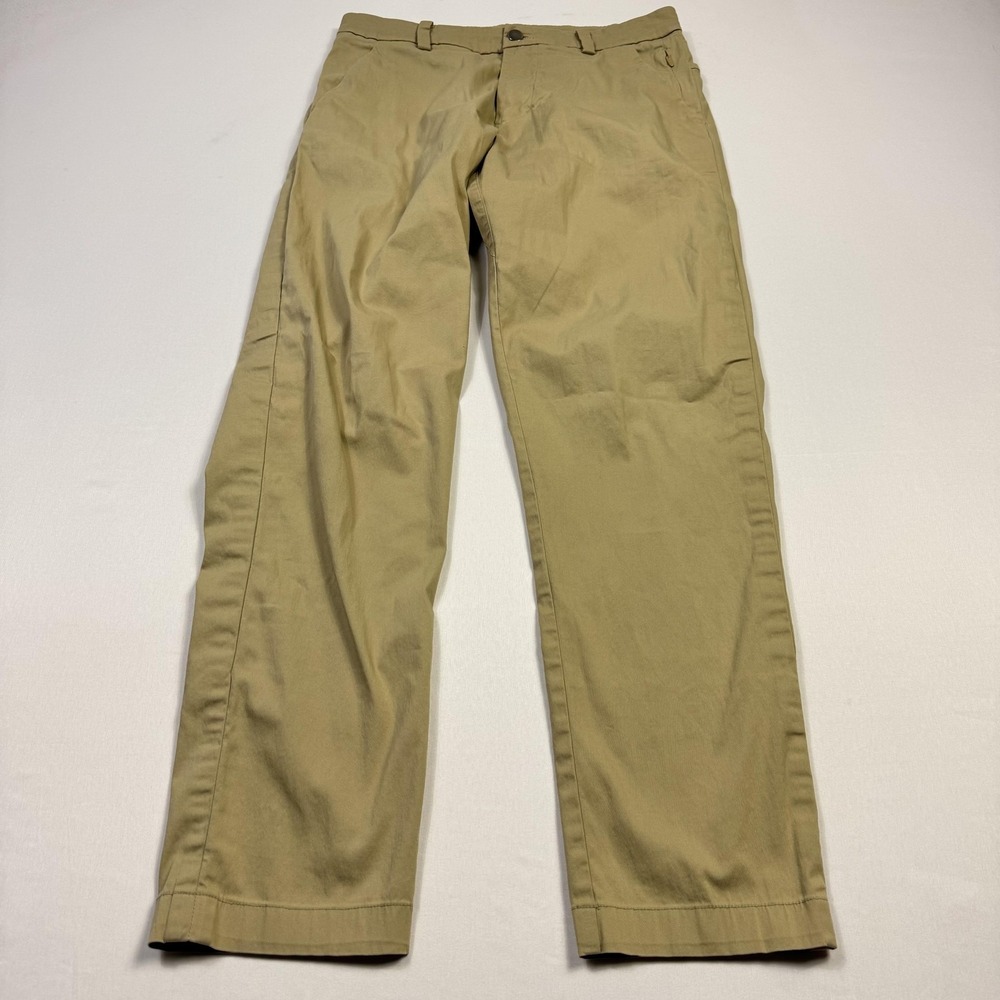 Lululemon Commission Classic Pants Mens 28 Khaki‎ Chino Zip Pocket Golf Stretch